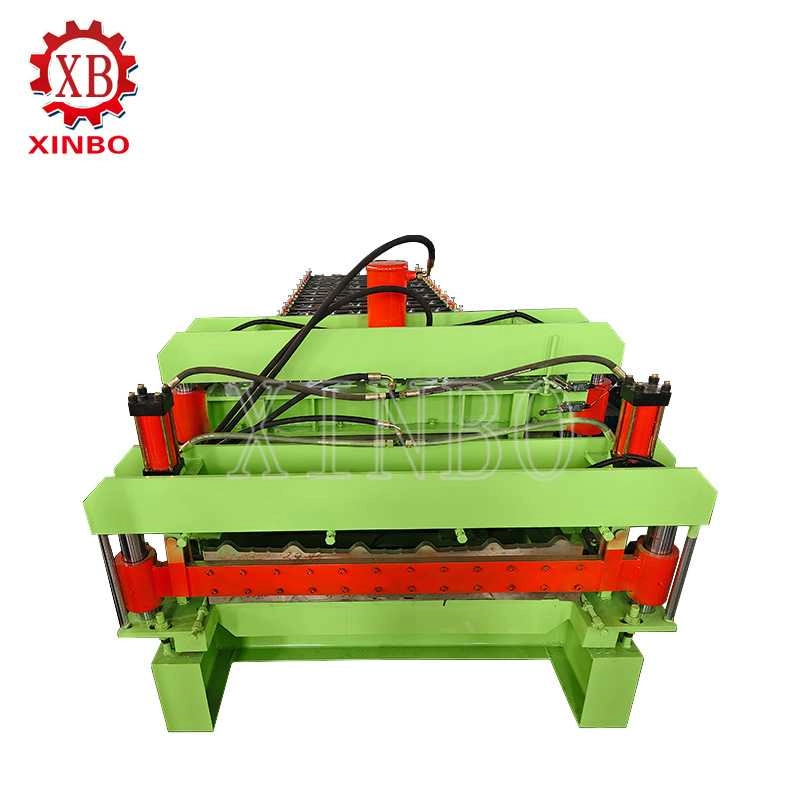 Front view of the double-layer panel forming machine for metal roofing sheet production