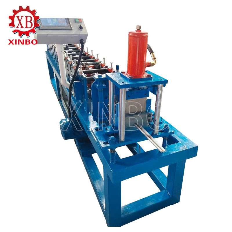 Front view of a roll forming machine for retractable banner stand top bars