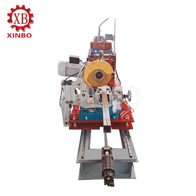 Front view of a square tube forming and cutting machine